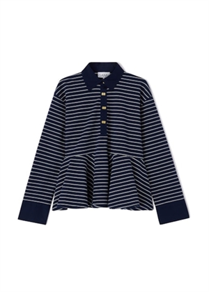 Single Pique peplum polo bluse Sky Captain A1050063 Ganni 